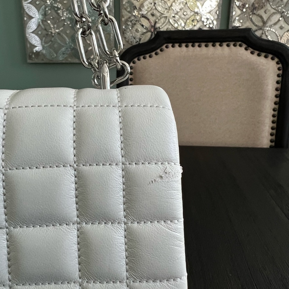 Michael Kors Tribeca Large Quilted Leather Shoulder Bag in Optic White - Picture 9 of 12
